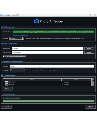 PhotoAITagger-generated metadata in seconds titles, descriptions, tags